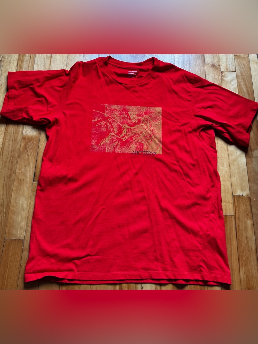 Arc'teryx orange/Red Tee with Gold Marble Print